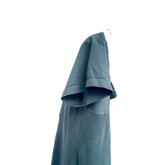 Athletic Top Short Sleeved Fitted Muscle Workout Grey Green like Run Swiftly - Picture 11 of 13